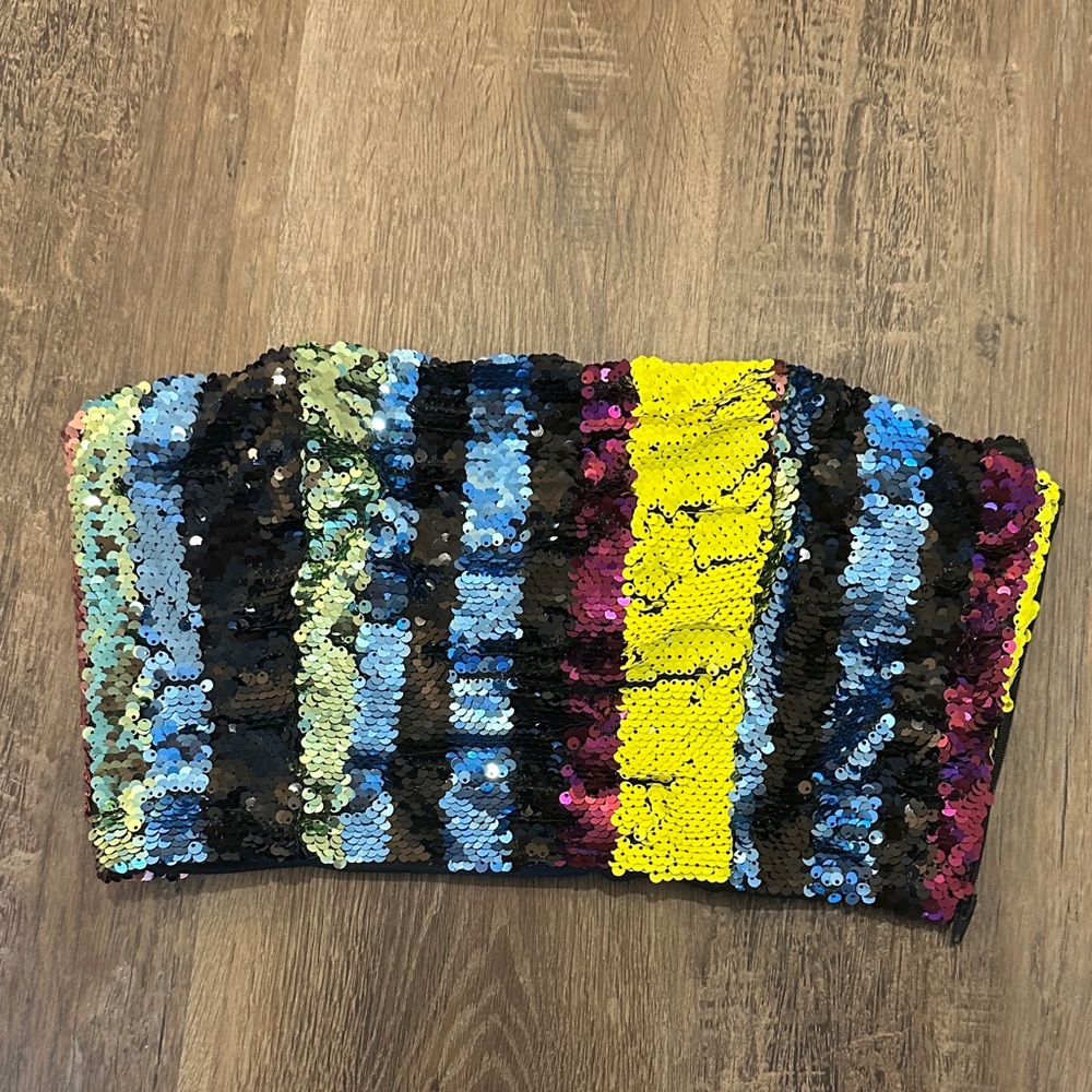 Forever 21 Multicolor Sequin Crop Top